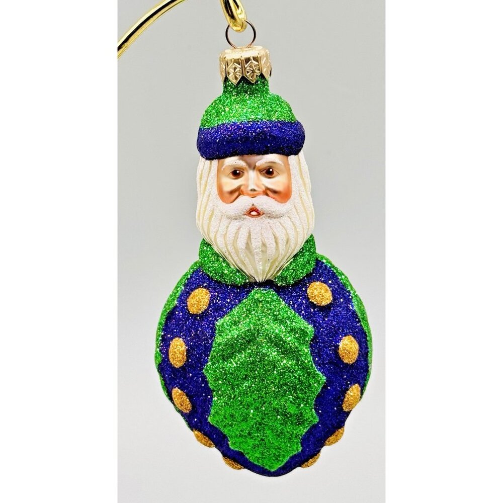 Patricia Breen Hollyberry Santa Christmas Ornament #9722‎ Purple Green 1997
